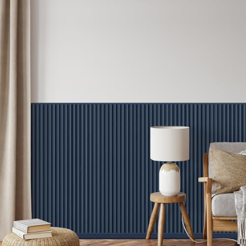 REESE Wandpaneele Dunkelblau MDF Startleiste 125 cm | Deckenpaneele, Wandverkleidung, kein Bohren