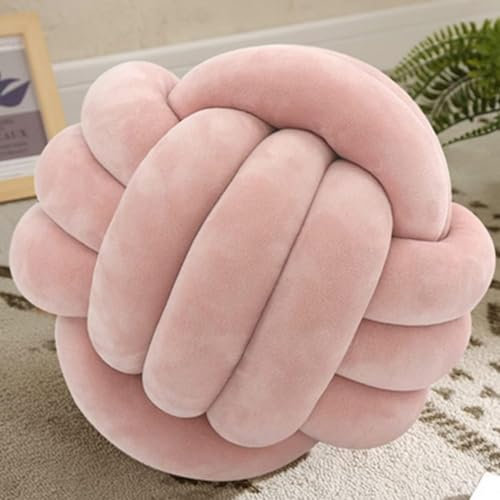 OUKEYI Almohadas de nudo suave de 25 cm, almohadas redondas, decoración de habitación de los niños, almohada de felpa, almohadas decorativas para el hogar, dormitorio, sofá, cama, suelo (rosa)