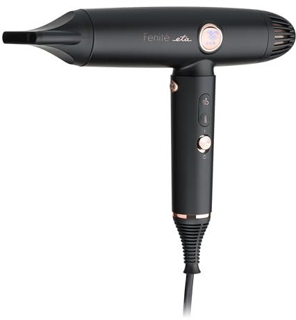 ETA Ionen Haartrockner I Fenite Exclusive I Black Edition I Digital Carbonless Motor 1400 W I 3 Temperaturstufen + kalte Luft I Temperatursteuerung Opti-Heat Control I Self Clean I Magnetsystem