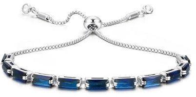 CASSIECA Silber Armband Damen Blau Zirkonia Kristall Tennis Armband für Frauen Geburtstags Muttertag Weihnachten Geschenk für Mama Freund Tochter Silber Schmuck Damen mit Box