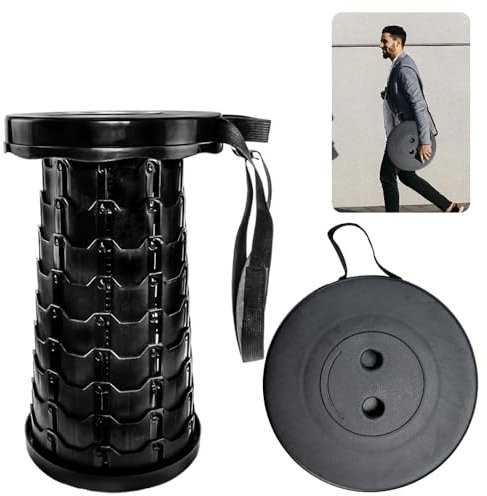 LIMITADA Teleskophocker Klein Klapphocker Höhenverstellbar für Camping Kunststoff Teleskophocker Campinghocker Faltbar Tragbarer Klapphocker mit großer Tragfähigkeit für Outdoor Camping, Angeln