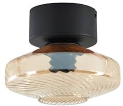 Lindby Deckenlampe Sylphie (Retro, Vintage Antik) in Schwarz aus Glas (1 flammig E27) - Deckenleuchte Lampe Wohnzimmerleuchte