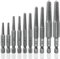 Treki Screw Extractor Drill Bit Set, 10pcs 1/4 Hex Shank Easy Out Bolt Extractor Damaged Screw Remover Stripped Screw Removal Tool for Removing Broken Bolts, Studs