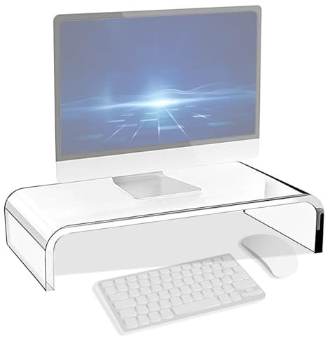 Support De Moniteur En Acrylique, Support Pour Moniteur, Support D'Écran Bureau De Moniteur Support Moniteur Bureau Organiseur Transparent Pour Ordinateur Portable, Écrans, Ordinateur(36*19*10cm)