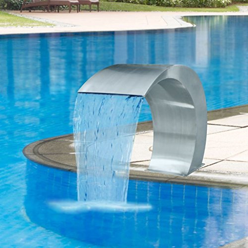 Ailgely Pool Brunnen Schwallbrause Schwalldusche Wasserschwall Schwimmbad Wasserfall Poolfontäne Garten Teich Edelstahl 45x30x60 cm Silbern