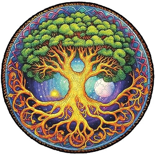 Wooden Puzzles for Adults, CadeauJoie Lush Tree of Life Wooden Jigsaw Puzzles for Adult 297pcs, Unique Shaped Animal Wood Puzzles, Wooden Animal Puzzles for Adults Kids with Wood Gift Box