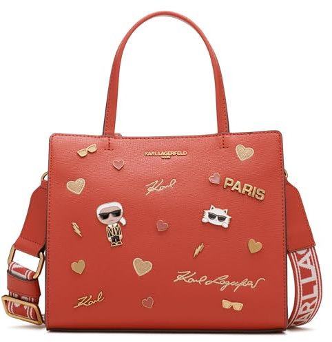KARL LAGERFELD Damen Maybelle Satchel Umhängetasche, Burnt orange