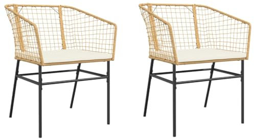 vidaXL Gartenstühle 2 STK., Gartenstuhl mit Kissen, Gartensessel Stuhl für Garten Balkon Terrasse, Sessel Stuhlset Gartenmöbel, Braun Poly Rattan