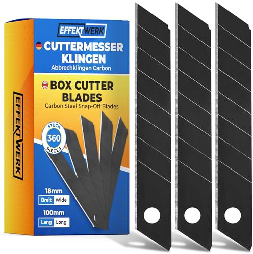 Cuttermesser-Klingen (Schwarz, 360er-Pack), 18-mm-Ersatzklingen für Allzweckmesser, robuste Abbrechklingen aus Karbonstahl
