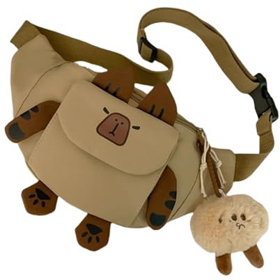 Itkcozcg Modische Handtasche, Cartoon-Brusttasche, japanischer Stil, Crossbody-Tasche, Handytasche, Tragetasche, Schultertasche, mit verstellbarem Riemen, Brusttasche, Tragetasche, Rucksack, khaki,