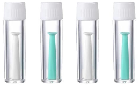 4 Piezas Ventosas Suave Removedor Insertador Aplicadores de Lentes de Contacto de Silicona, para RGP Lentes de Portátil Viajes, con Botella de Almacenamiento Succionador (verde) (verde blanco 02)