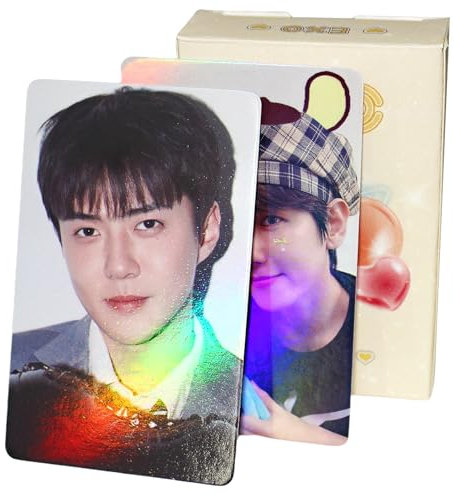 PYAJUU EXO Photocards K-POP EXO Laser Photocards 50PCS EXO Album Lomo Cards EXO 2024 Lomo Cards EXO Merch EXO Holo Effect Cards