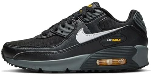 NIKE Air Max 90 GS Gradet School Trainers Sneakers Fashion Shoes HF0029 (Black/University Gold/Dark Smoke Grey/White 001) Size UK5 (EU38)