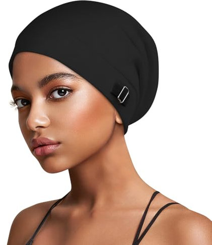 Kiiwah Satin Bonnet Schlafmütze Unisex Seide Seidenmütze Schlafhaube zum Schlafen, Slouch Satin Lined Beanie Lockenhaube Verstellbar Haube Schlafkappe für Damen und Herren