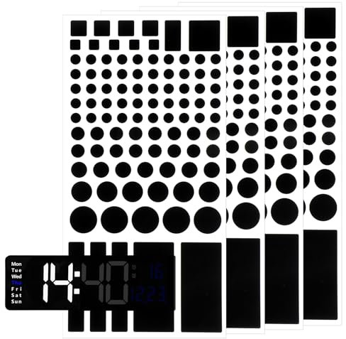 Hariendny 4 Blätter LED Licht Dimmer Folie Selbstklebend LED Abdeckung dimmen 100% Lichtdimmer Aufkleber Punkte Quadrat Abdunklungsfolie für Lichtwecker Router Fernseher Elektronikgeräte