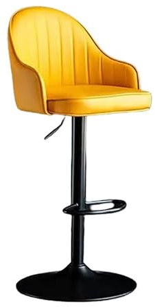 Gelber Barhocker aus PU-Leder mit Rückenlehne und verstellbarer Höhe, bequemer Sitz für Kücheninsel und Büro