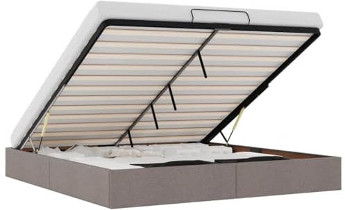 vidaXL Ottoman-Bett ohne Matratze Taupe 200x200 cm Stoff, Bettrahmen, Bettgestell mit Stauraum, Polsterbett, Bettgestell, Bettrahmen mit Stauraum