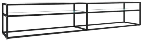 Tidyard TV Stand Unit TV Console Table TV Cabinet White Marble 220x40x40.5 cm Tempered Glass Entertainment Living Room Furniture