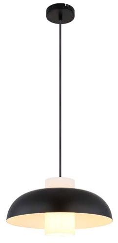 GLOBO LIGHTING Pendelleuchte Esszimmerlampe Hängeleuchte Küchenlampe Glas opal schwarz matt E27