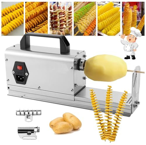 SXYKXYDL 3-in-1-Tornado-Kartoffelschneider, elektrischer Kartoffelspiralschneider, gedrehter Kartoffelschneider, Spiralschneider, dickerer kommerzieller Pommes-Frites-Schneider