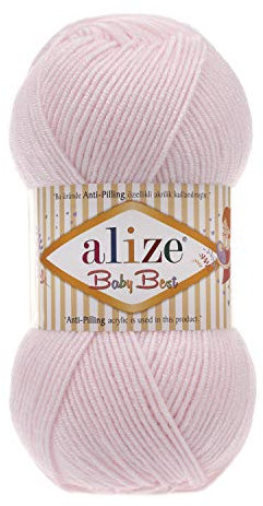 100g Strickgarn ALIZE Baby Best uni Babywolle Wolle Antipilling, freie Farbwahl, Farbe:184 powder pink