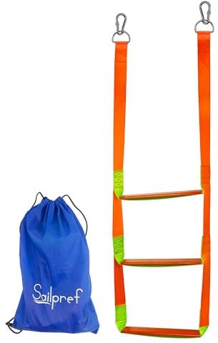 Boat Rope Ladder, 3 Step Boat Ladder, Heavy Duty 880lbs Strength with Carbon Fiber Reinforced Flat Steps, Foldable Boarding Rope Ladder for Inflatable Boat, Pontoon Boat, Sailboat, Kayak,Motorboat