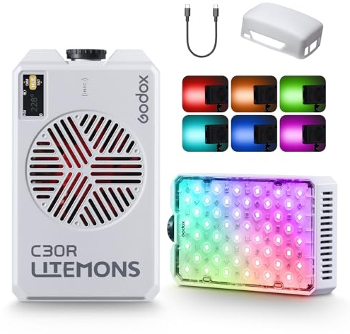 GODOX LITEMONS C30R Mini Lampe Panneau LED RGB, Bicolore CCT 1800K-10000K