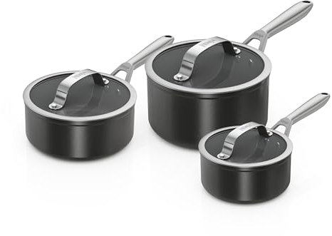 Ninja ZEROSTICK Ceramic Pro 3-Piece Pan Set, Scratch Resistant, Made PTFE-Free, All Hob Compatible, Black CW33000UK