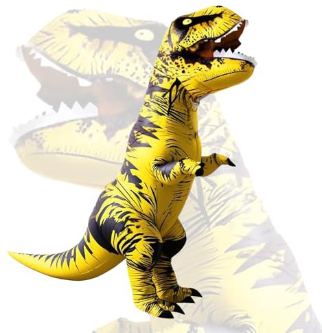 Eayaele Aufblasbare T-rex Kostüme Aufblasbare Dinosaurier Kostüm Erwachsene Tyrannosaurus Rex Anzug Karneval Party Dino Kostüm Männer Frauen (Gelb)
