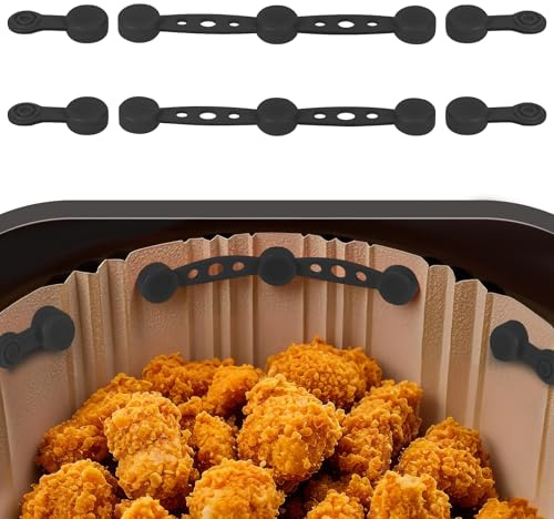 AOOTE Magnete für Airfryer Backpapier,6 Stück Air Fryer Magnet Silikon Schnalle Set,Magnetische Silikonschnallen für Heißluftfritteusen Zum Festhalten von Luftfritteusen-Pergamentpapier(Schwarz)