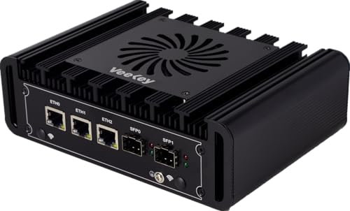 VeeKey Firewall Mini PC, 2x10G SFP+ & 3x2.5G i226-V LANs, Intel Alder Lake N100, DDR5, NVMe, Proxmox, OPNsense, Home Server Host (Barebone (No RAM, No SSD))