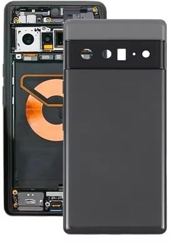 for Google Pixel 6 Pro Back Glass Battery Door Cover Replacement, Rear Housing Case, for Google Pixel 6 Pro Phone Rear Glass Panel Back Cover Repair Parts (Black)