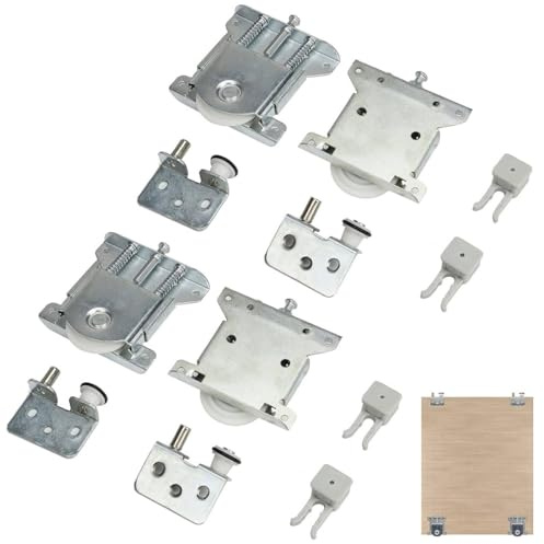 Sliding Wardrobe Door Parts Wheels, Sliding Door Pulley Door Roller, Closet Door Convex Wheel, 4X Top & 4X Bottom, Replacement Parts Accessories for Home Furniture Cabinet Window Sliding Door (4)