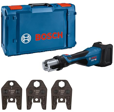 Bosch PRO 18V System Akku Presswerkzeug GPT 18V-32 (32 kN Kraft, Kunststoff-Fittings bis 110 mm, Metall-Fittings bis 54 mm, inkl. Pressbacke Stand. SV15, SV22, SV28, XL-BOXX)