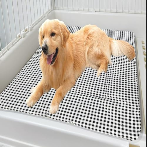 ping bu Großes Hunde- und Katzenbett, waschbares Hundebett, warmes, weiches Hundekissen, schlafende Katzenbett-Matratze, Hundebox-Matte für kleine, mittelgroße und große Haustiere (schwarz, 70 x 90 cm