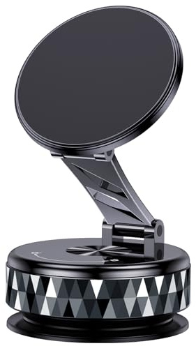 Glintify Porta cellulare auto magnetico metallico Compatibile con supporto auto MagSafe 360° Rotazione Pieghevole Compatibile con tutti i telefoni con iPhone 16 Pro-12 e Android Nero