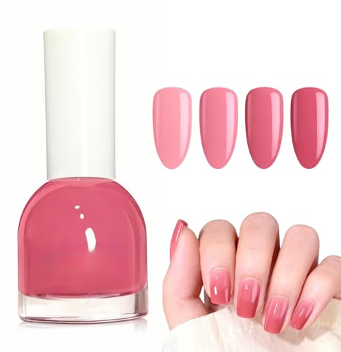 Nude Pink Nail Polish,Quick Dry Nude Nail Polish,Long Lasting Vegan Quick Dry Jelly Pink Oil Based Nail Varnish,Breathable Waterproof Nail Paint for Nails Nail Art,No UV Light Needed