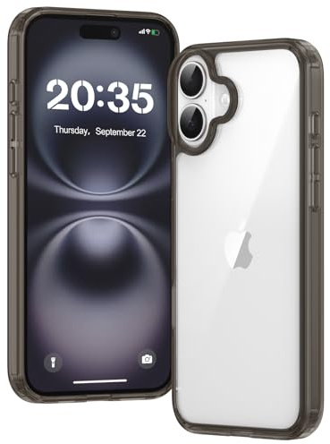 Voyahülle Clear Case for iPhone 16 Plus, Ultra Thin, Shockproof TPU Cover, Anti-Yellowing, Crystal Clear, Phone Case for Apple iPhone 16 Plus - black
