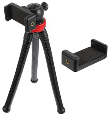 TEHAUX Adjustable Octopus Tabletop Tripod Phone Clip 2pcs Set for DSLR Cameras and Smartphones, Portable Video and Selfie Stand for Live Streaming and Desktop Use