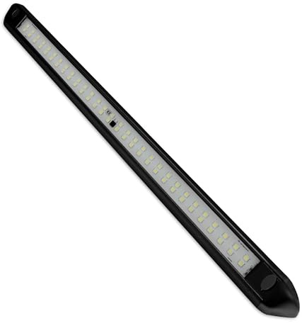 D-lite Wohnwagen Beleuchtung Außen, Vorzeltleuchte LED, 12V, 12W, Kaltweiß Licht 6000K, 800LM, IP66, 55CM LED Lichtleiste, Schwarz Aluminium, für Außenbereich, Wohnmobil, Camper, Caravan