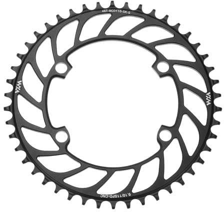 QUARKZMAN Plato De Bicicleta 110BCD 46T Plato De Aluminio Redondo Negro | 9/10/11 Velocidades, 192mm Diámetro, Diente Estrecho-Ancho, Para MTB Bicicleta De Carretera