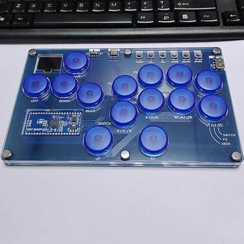 Rodless für Arcade für SKY2040 Pro für A4 für Hitbox-Controller, hebelloser Kampfspiel-Controller mit Turbo-Funktion, Hot-Swap-fähige SOCD-Unterstützung (transparentes Blau)