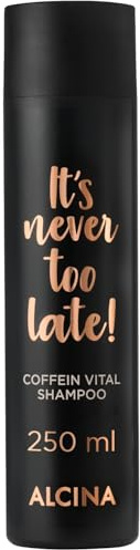 ALCINA It´s never too late Coffein Vital Shampoo | 1 x 250 ml | Für dünner werdendes Haar & bei Neigung zu Haarausfall | Aktiviert Haarwurzel & regt Haarwachstum an | Mit Coffein & Coenzym Q10