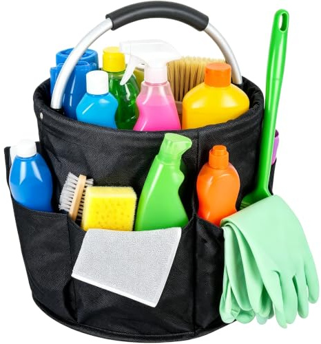 Kutery 18L Cleaning Caddy with Handle, Multi Pocket Cleaning Supplies Organiser Bag, Foldable Large Cleaning Caddy Bag for Kitchen Bathroom Household & Professional Cleaning Tools