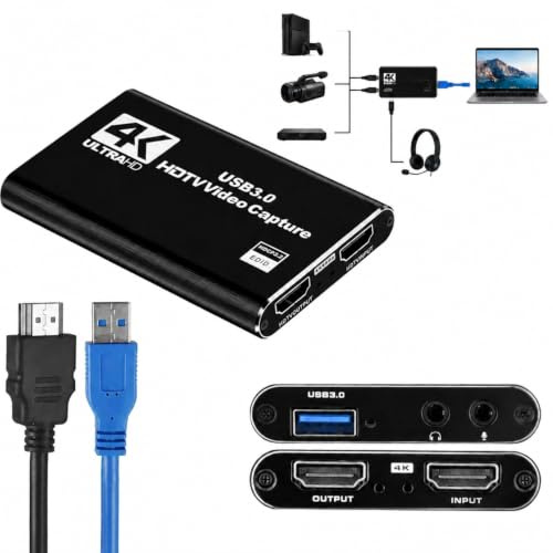 Video Capture Card, HDMI Capture Card with USB 3.0, 4K HDMI Loop-Out | 1080P 60FPS Video Capture for Streaming, PS5, Switch, Camera, PC, OBS