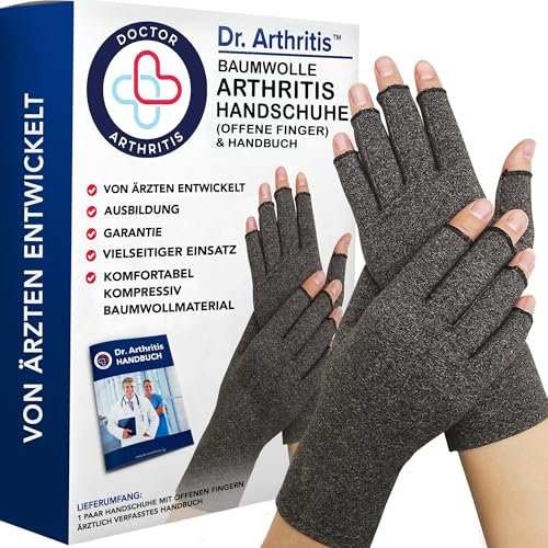Dr. Arthritis Gants Arthrose Conçus par des Médecins, Orthese Pouce : Soulagement des douleurs des mains, Attelle Pouce Homme Femme pour Soutien des Poignets [Taille S, Gris, 1 Paire de Mitaine]