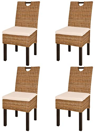 vidaXL Esszimmerstühle 4 STK. Kubu-Rattan Mangoholz