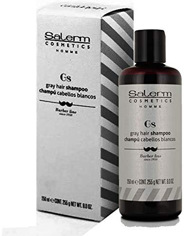 SALERM - Champú Pelo Blanco Hombre - Homme Champú Cabello Blanco - 250 ml - para Cabellos Blancos, Rubios o Decolorados - Elimina Tonos Amarillos - Hidrata y Nutre - Cuidado Específico