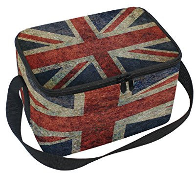 Domoko Grunge Union Jack UK Flagge Isolierte Lunch Bag Tasche Cooler Lunchbox für Picknick Schule Frauen Herren Kinder