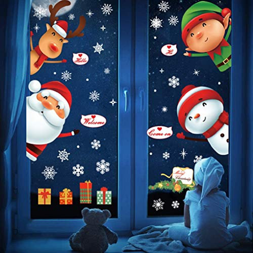 UMIPUBO Adesivi per finestra di Natale adesivi decorativi fai da te finestre adesivi porta di Natale adesivi rimovibili statici adesivi decalance (Natale)